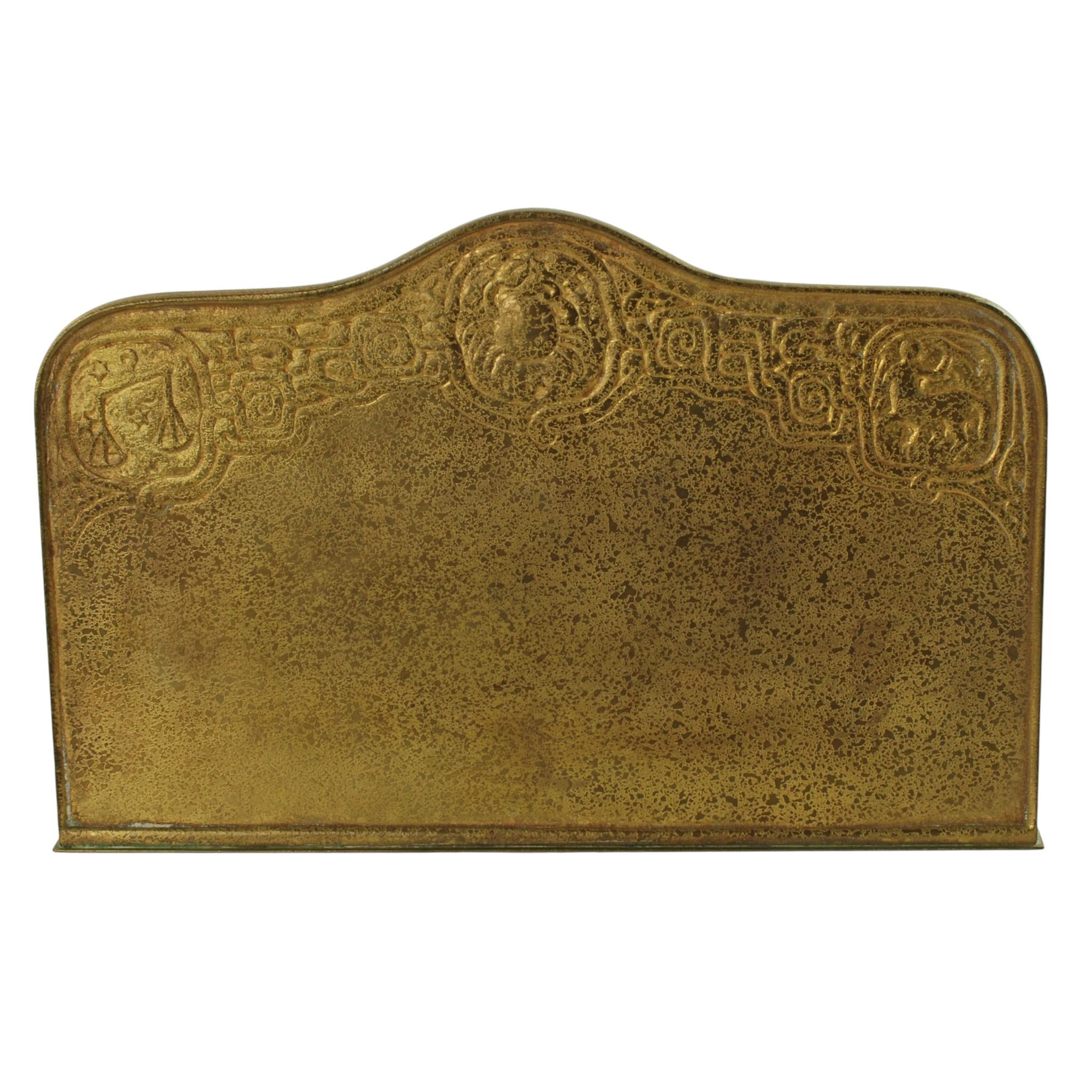 Antike Tiffany Studios Zodiac 6-teilige Bronze Doré Schreibtisch Set (Vergoldet) im Angebot