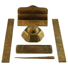 Antico Studio Tiffany Studios Zodiac 6-Piece Bronzo Doré da scrivania