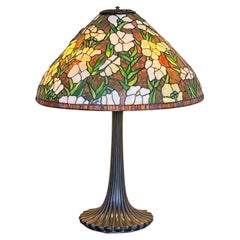 Antique Tiffany Style Leaded Glass Table Lamp