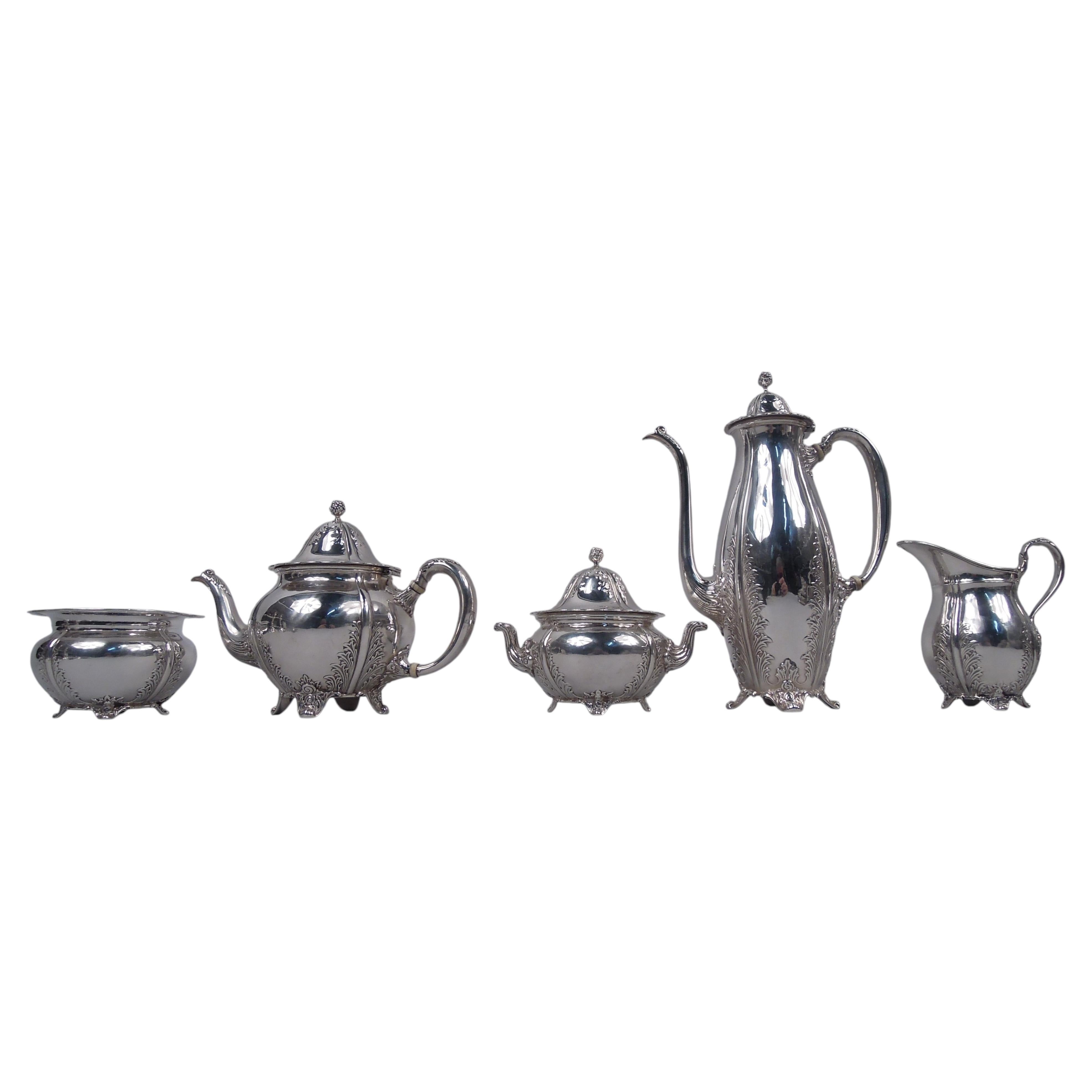 Service à café et à thé antique Tiffany victorien classique 5 pièces