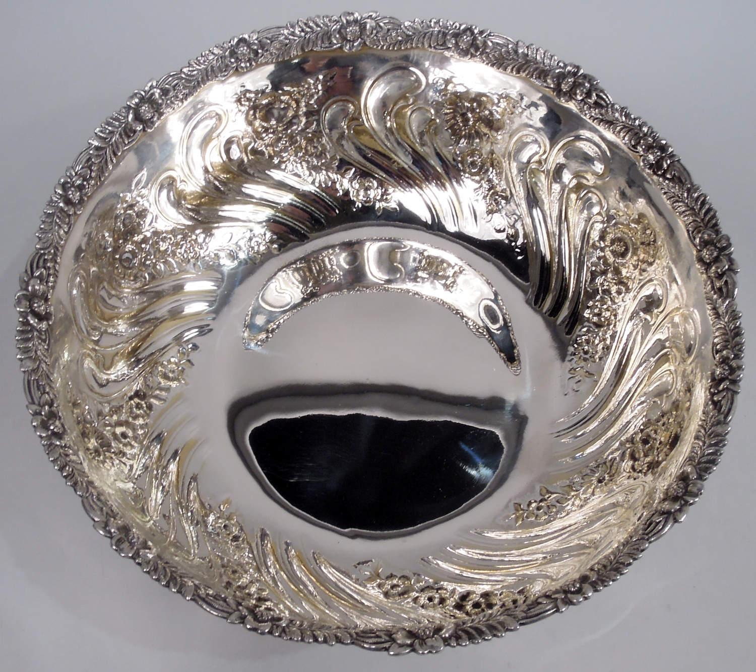 American Antique Tiffany Victorian Classical Repousse Sterling Silver Bowl