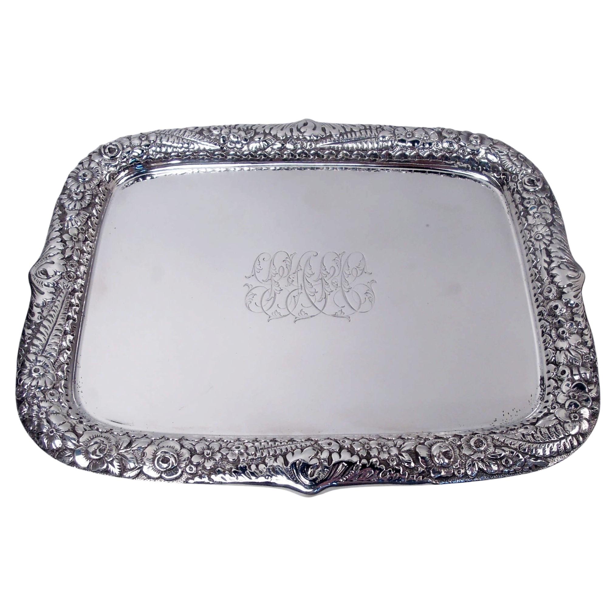 Antique Tiffany Victorian Classical Repousse Sterling Silver Desk Tray