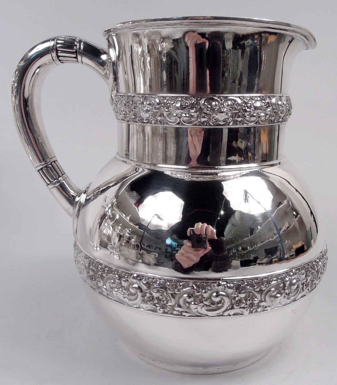 Antigua jarra de agua Tiffany Victoriana Clásica de plata de ley Victoriano
