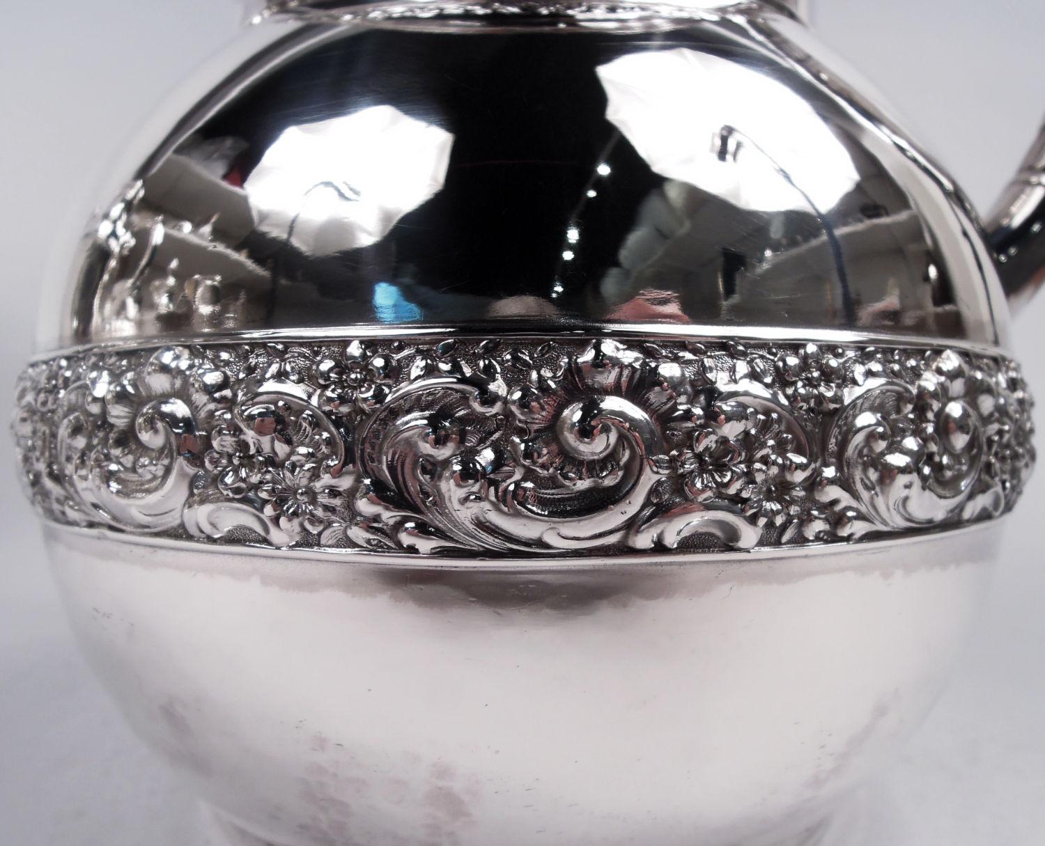 Antigua jarra de agua Tiffany Victoriana Clásica de plata de ley siglo XIX