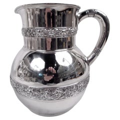 Antigua jarra de agua Tiffany Victoriana Clásica de plata de ley
