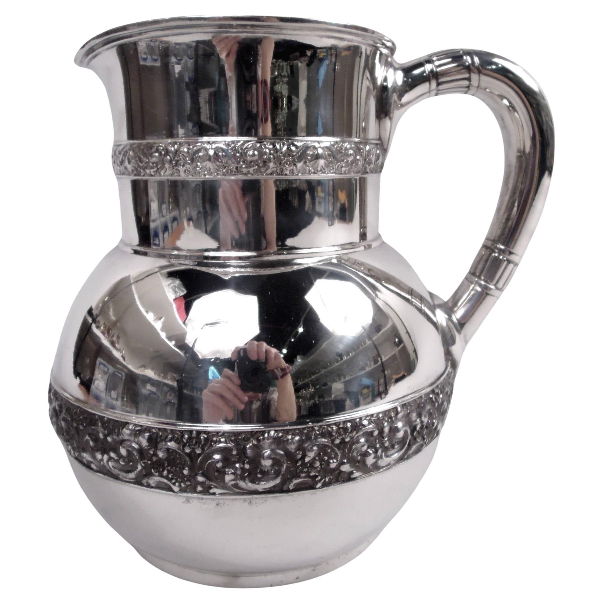 Antique Tiffany Victorian Classical Sterling Silver Water Pitcher For Sale