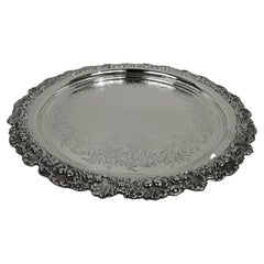 Antique Tiffany Victorian Georgian Tray with Shell and Flower Rim