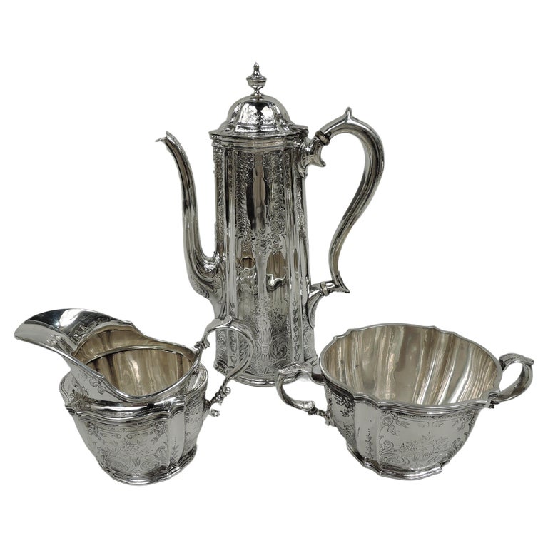 Antique Tiffany Victorian Regency 3-Piece Sterling Silver Coffee Set ...