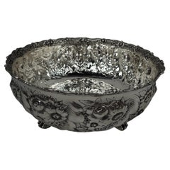 Antique Tiffany Victorian Repousse Sterling Silver Bowl 