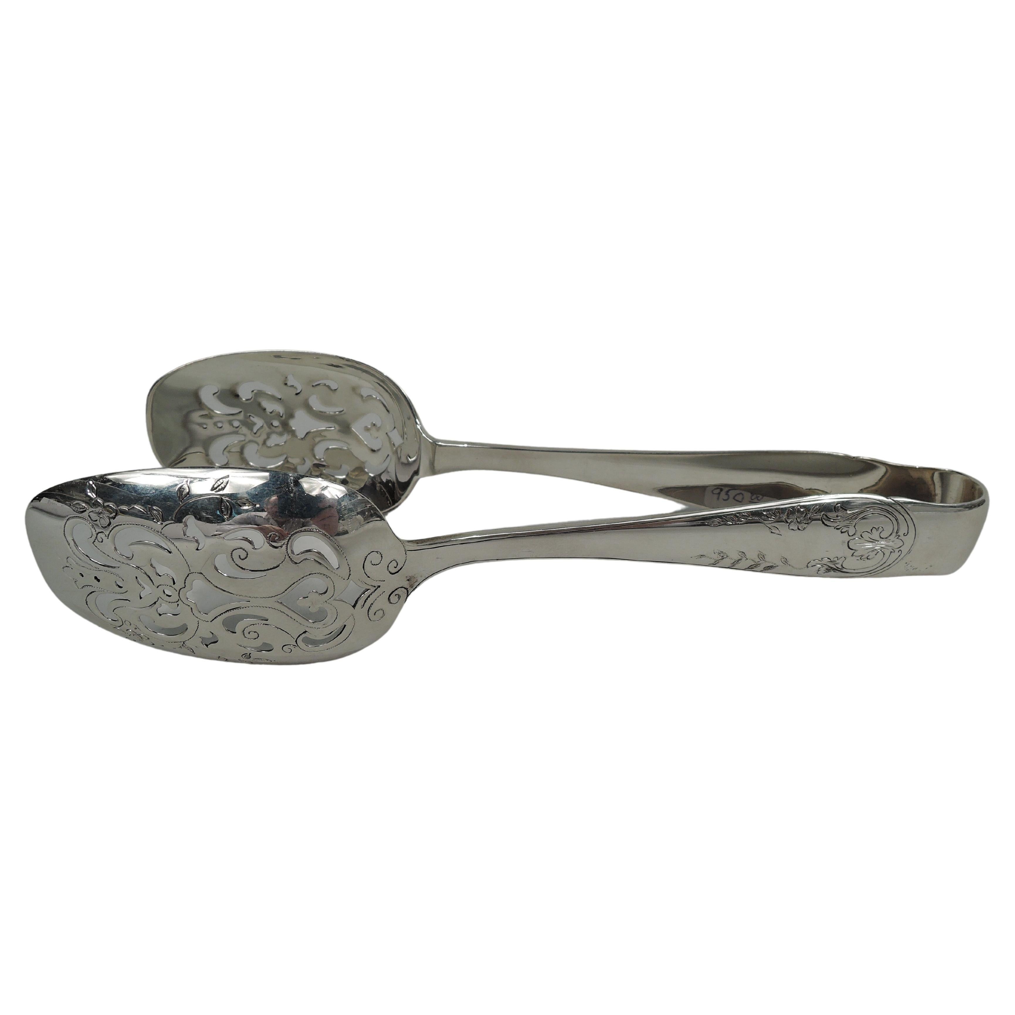 Antique Tiffany Victorian Sterling Silver Classical Ice Tongs For Sale at 1stDibs