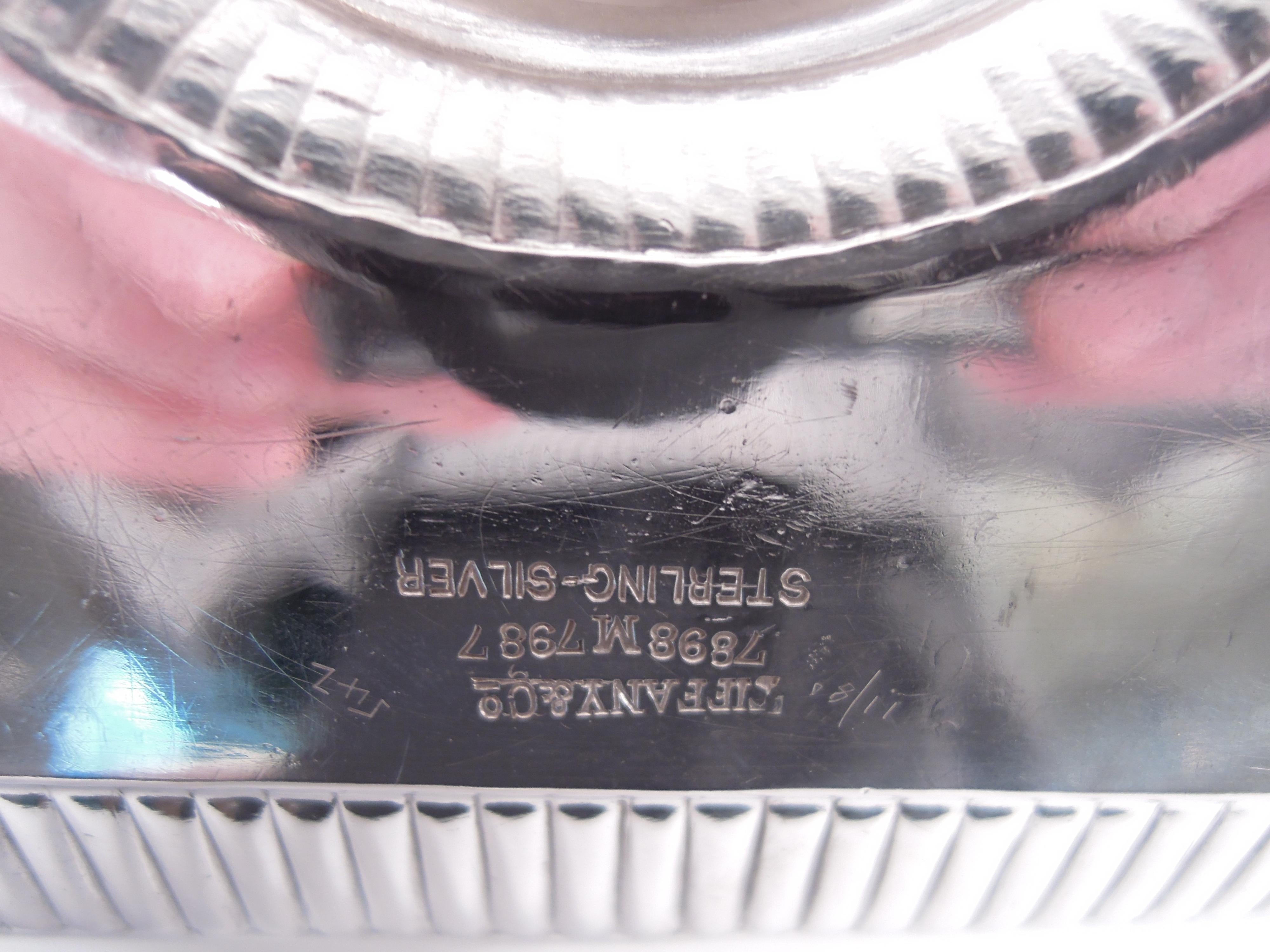 Antique Tiffany Wave Edge Sterling Silver Inkstand For Sale 3