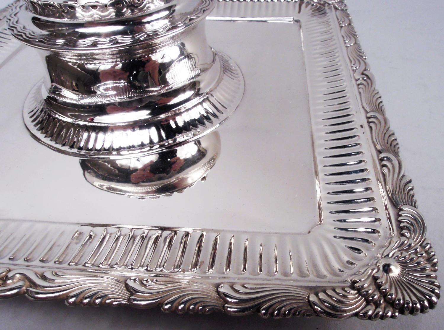 19th Century Antique Tiffany Wave Edge Sterling Silver Inkstand For Sale