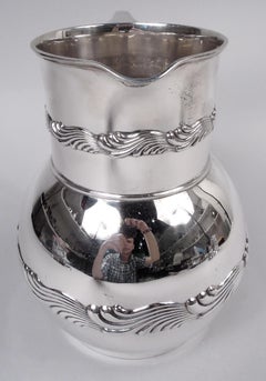 Antique Tiffany Wave Edge Sterling Silver Water Pitcher