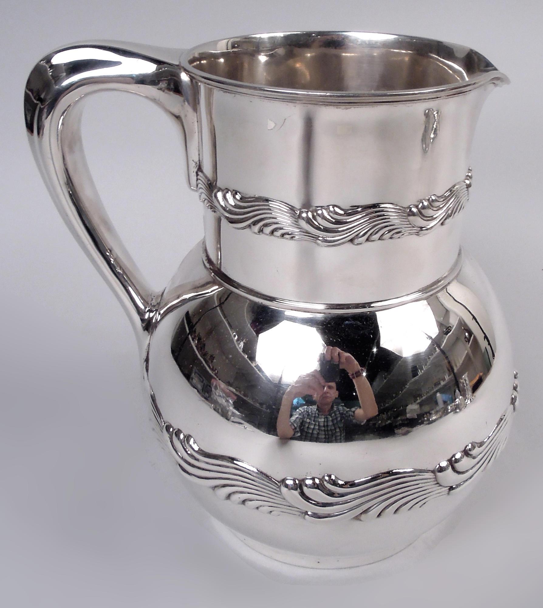 Antike Tiffany Welle Rand Sterling Silber Wasserkrug (Viktorianisch) im Angebot