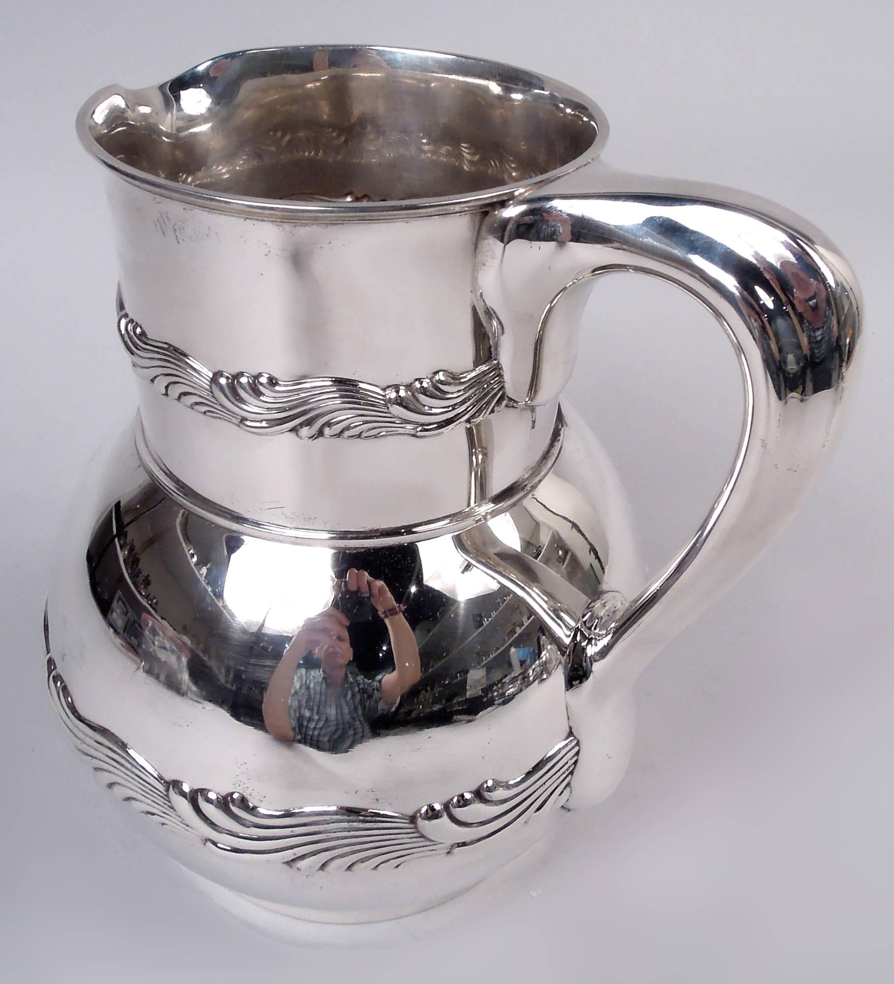 Antike Tiffany Welle Rand Sterling Silber Wasserkrug (19. Jahrhundert) im Angebot