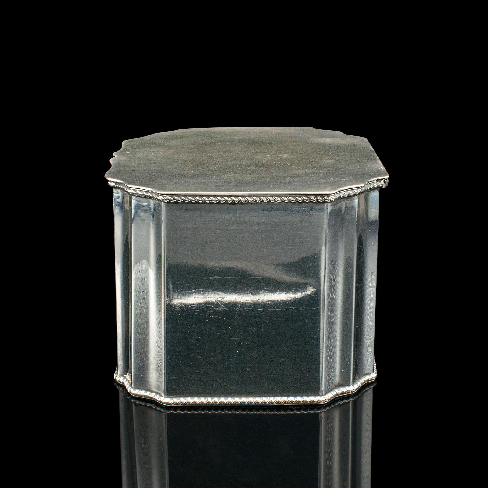Antique Tiffin Box, English, Silver Plated, Tea Caddy, Edwardian, Circa 1910 For Sale 1