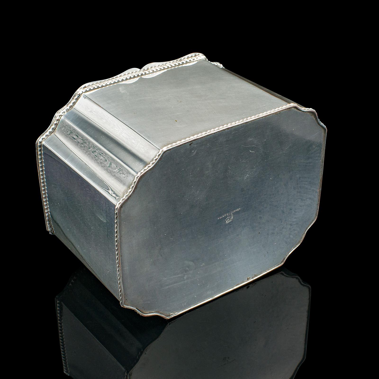 Antique Tiffin Box, English, Silver Plated, Tea Caddy, Edwardian, Circa 1910 For Sale 4