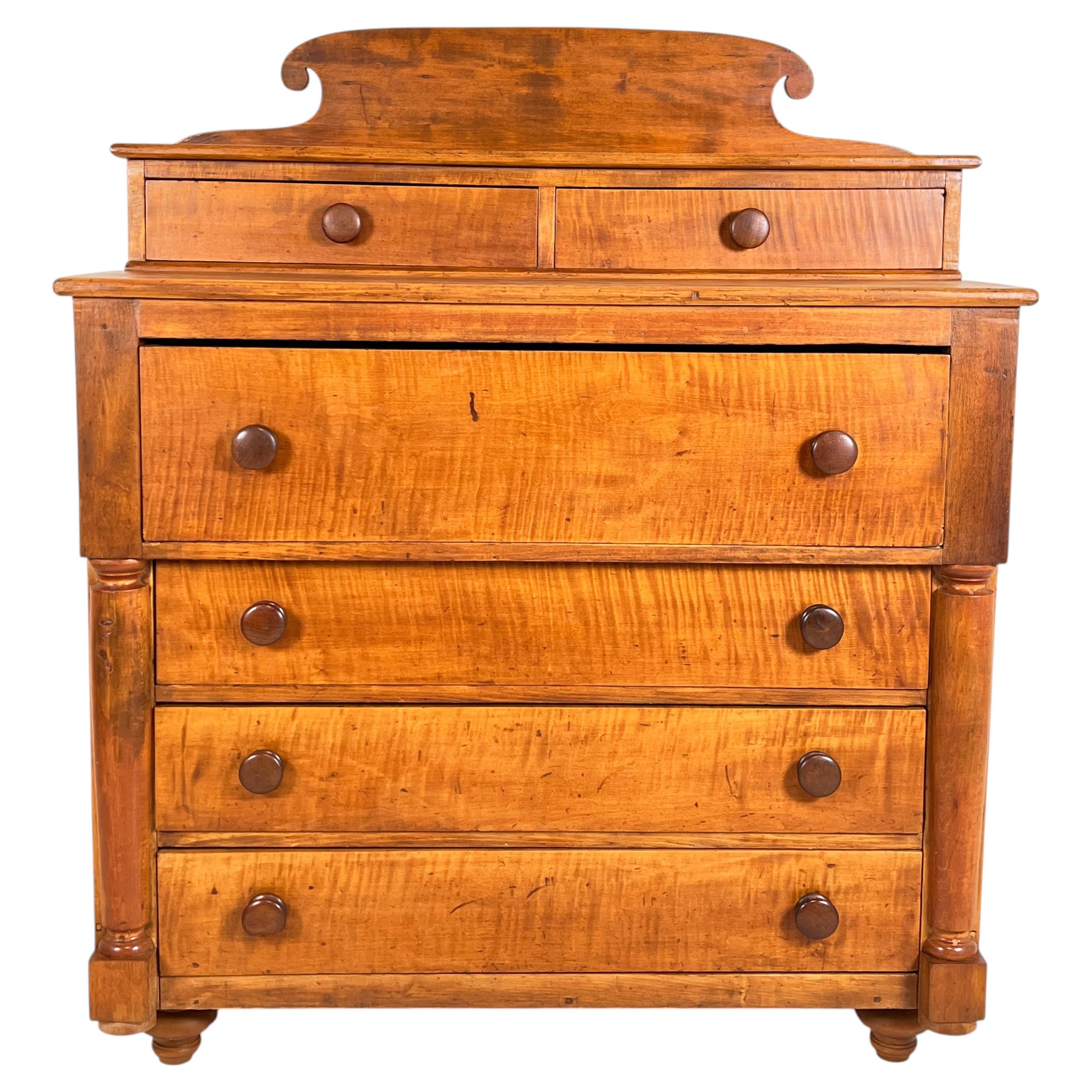 Antique Tiger Maple American Empire Chest Circa 1820s