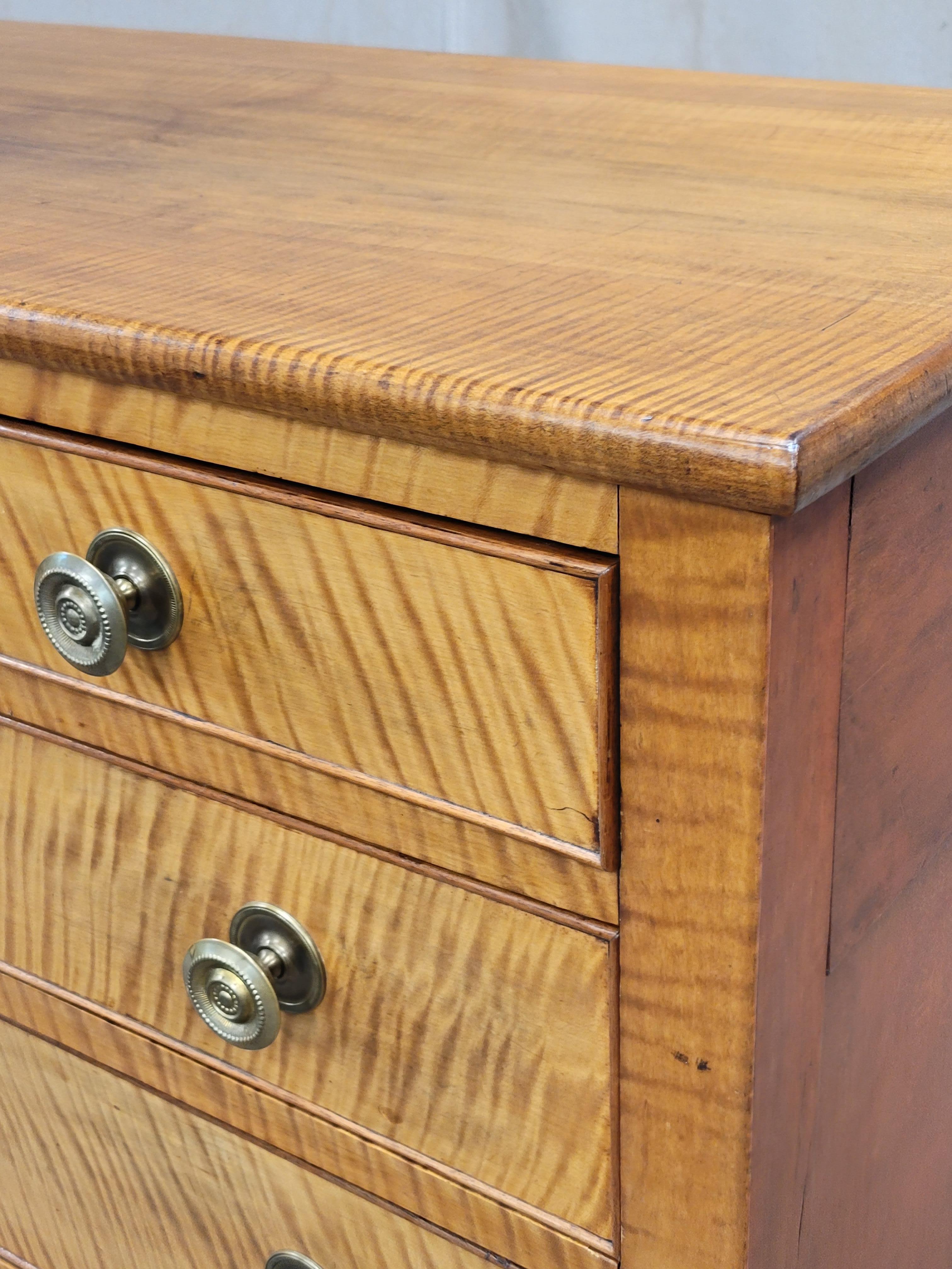 Antique Tiger Maple Dresser With Original Brass Hardware 3