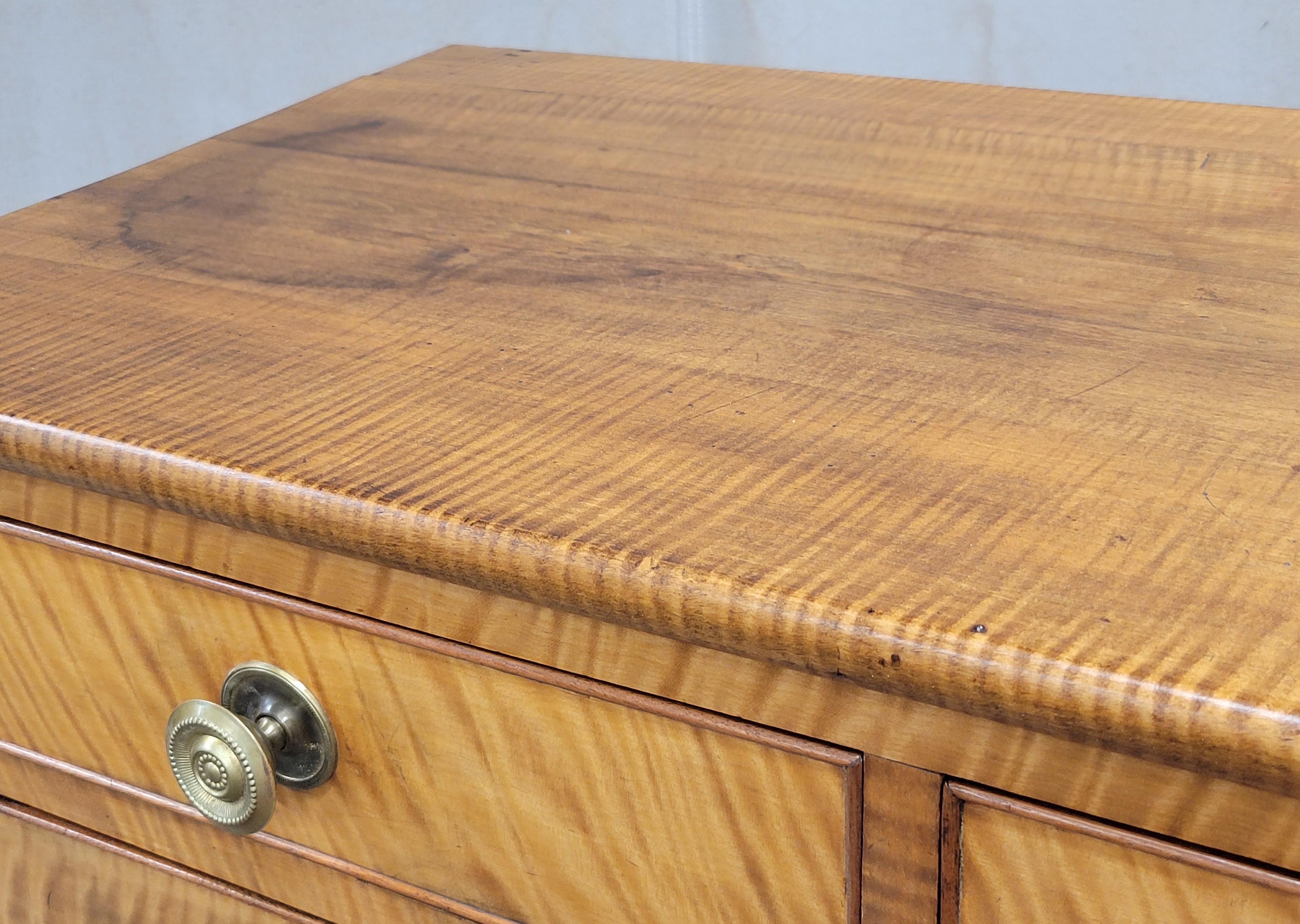 Antique Tiger Maple Dresser With Original Brass Hardware 2