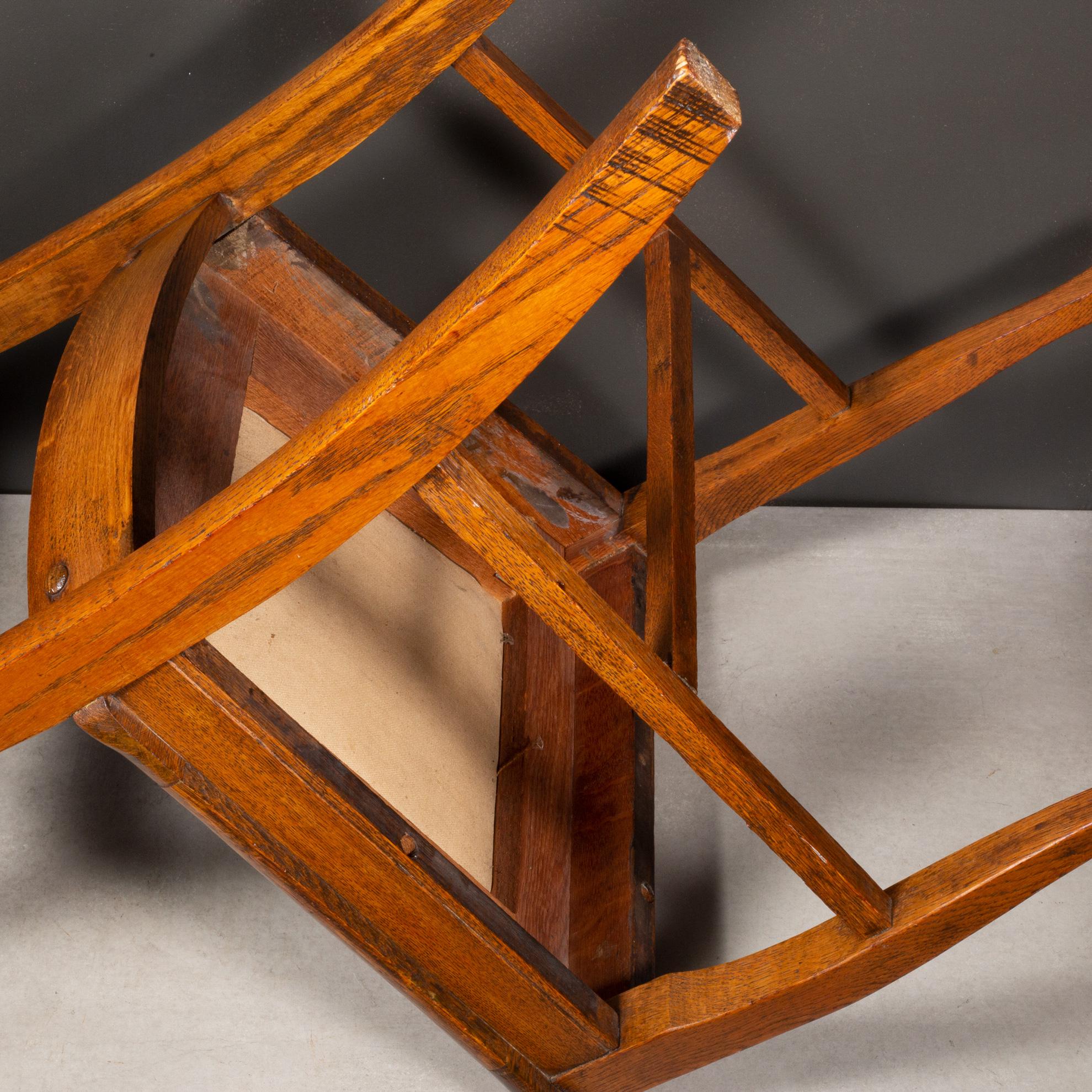 Chaise de bureau ancienne à dossier en échelle en érable tigré, vers 1880-1910 en vente 1