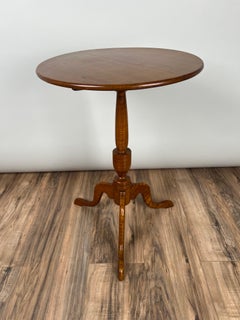 Antique Tiger Maple Queen Anne Style Candle Stand c. Mid 19th Century