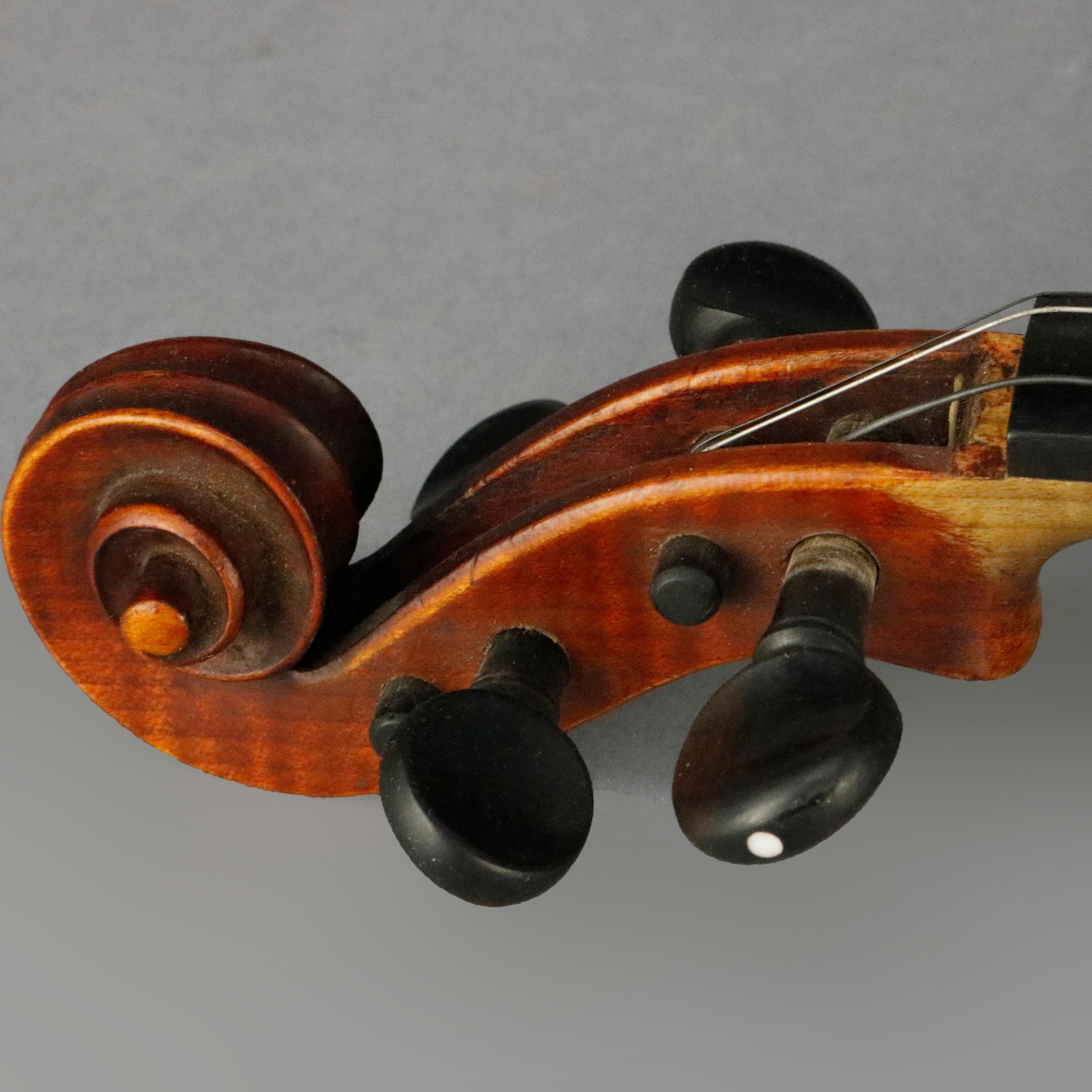 Antique Tiger Maple Violin with Case, Vincent Panormo, circa 1850 In Good Condition In Big Flats, NY