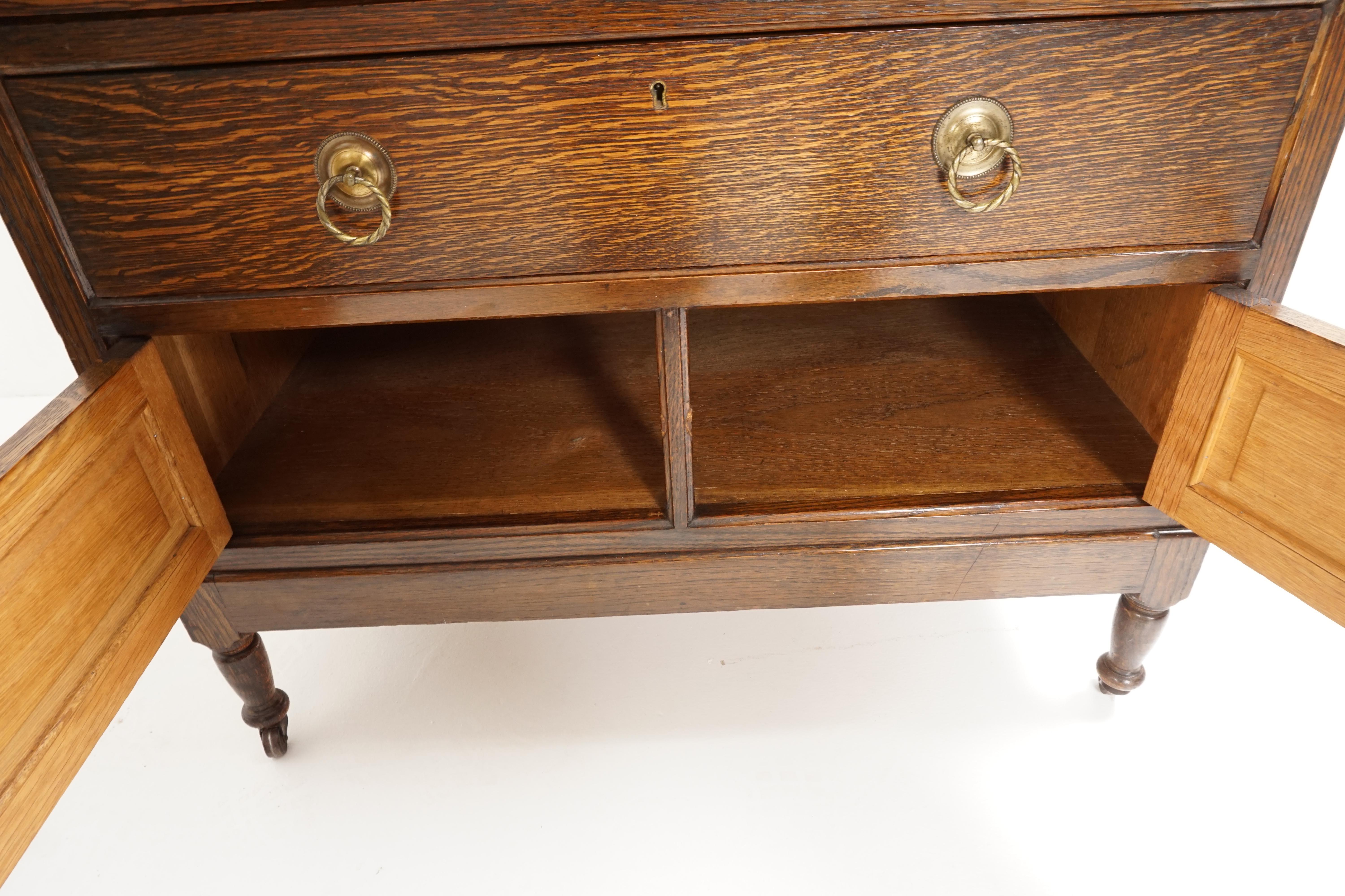 Early 20th Century Antique Tiger Oak 3-Piece Bedroom Suite Armoire Vanity Dresser Scotland, 1910