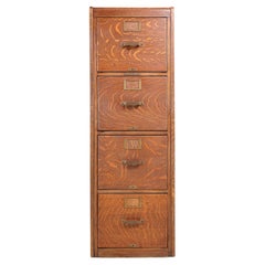Antique Tiger Oak 4 Drawer Filing Cabinet by Library Bureau Makers 