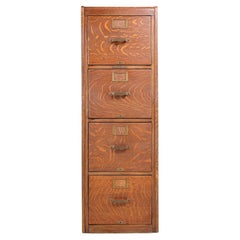 Antique Tiger Oak 4 Drawer Filing Cabinet by Library Bureau Makers