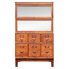 Antique Tiger Oak Barrister Bookcase By Wabash Cabinet Company