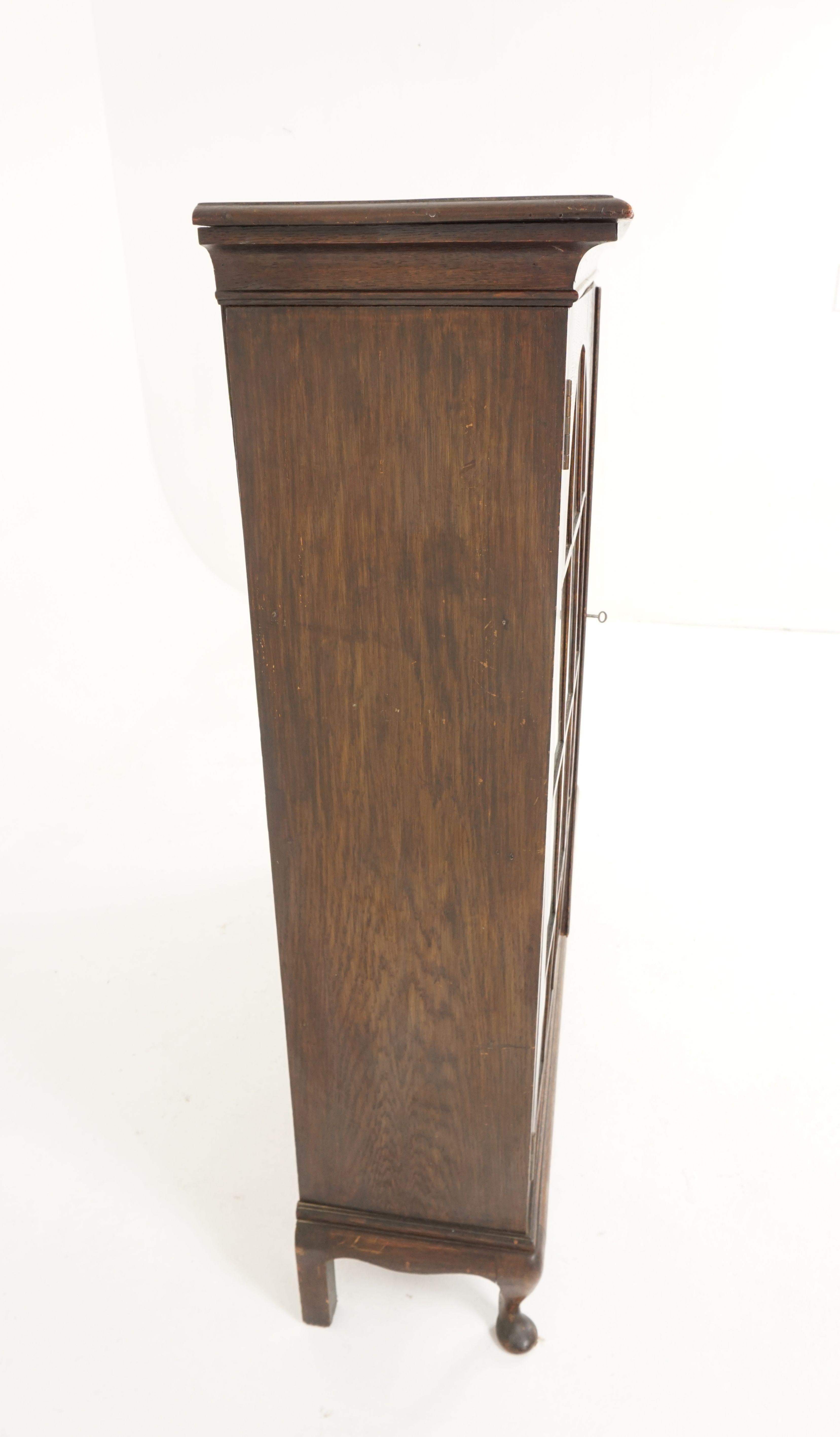 Antique Tiger Oak Bookcase, Display Cabinet, Scotland 1920, B2209  2