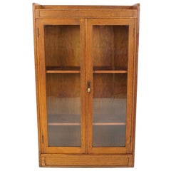 Antique Tiger Oak Bookcase, Mission Oak Display Cabinet, American 1920, B2562