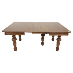 Vintage Tiger Oak Dining Table, 3 Leaves, 5 Legs, American 1910, H691