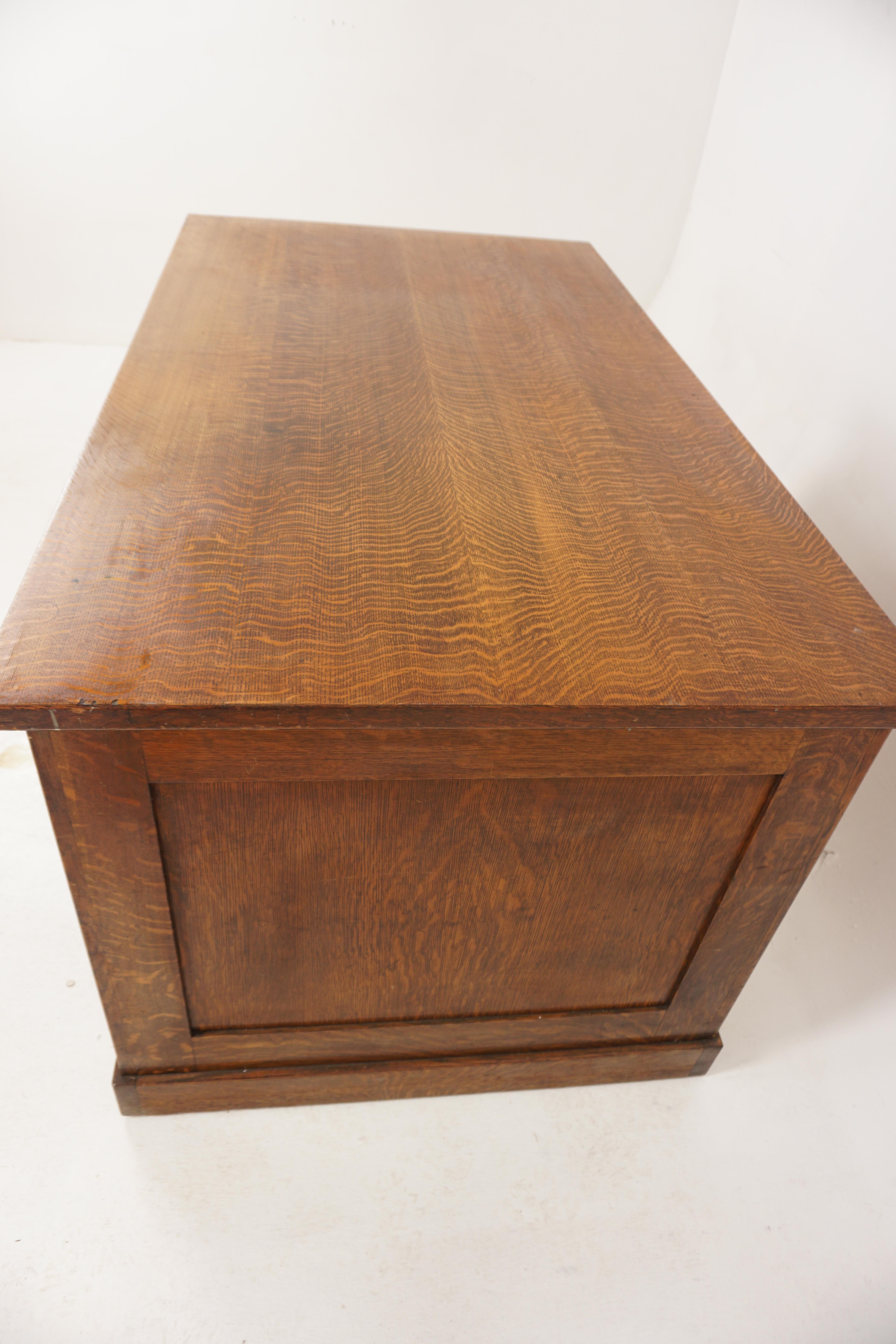 Antique Tiger Oak Double Pedestal Free Standing Desk, Scotland 1900, H936 For Sale 3