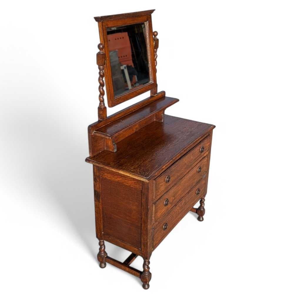 Antike Tiger Oak Kommode mit Spiegel, Barley Twist, USA, um 1900 im Angebot 2