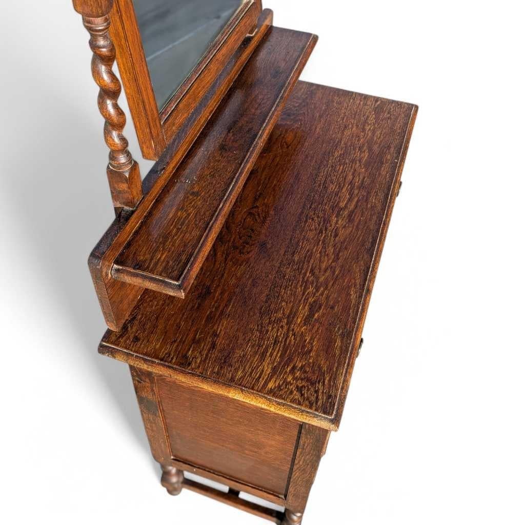 Antike Tiger Oak Kommode mit Spiegel, Barley Twist, USA, um 1900 im Angebot 1
