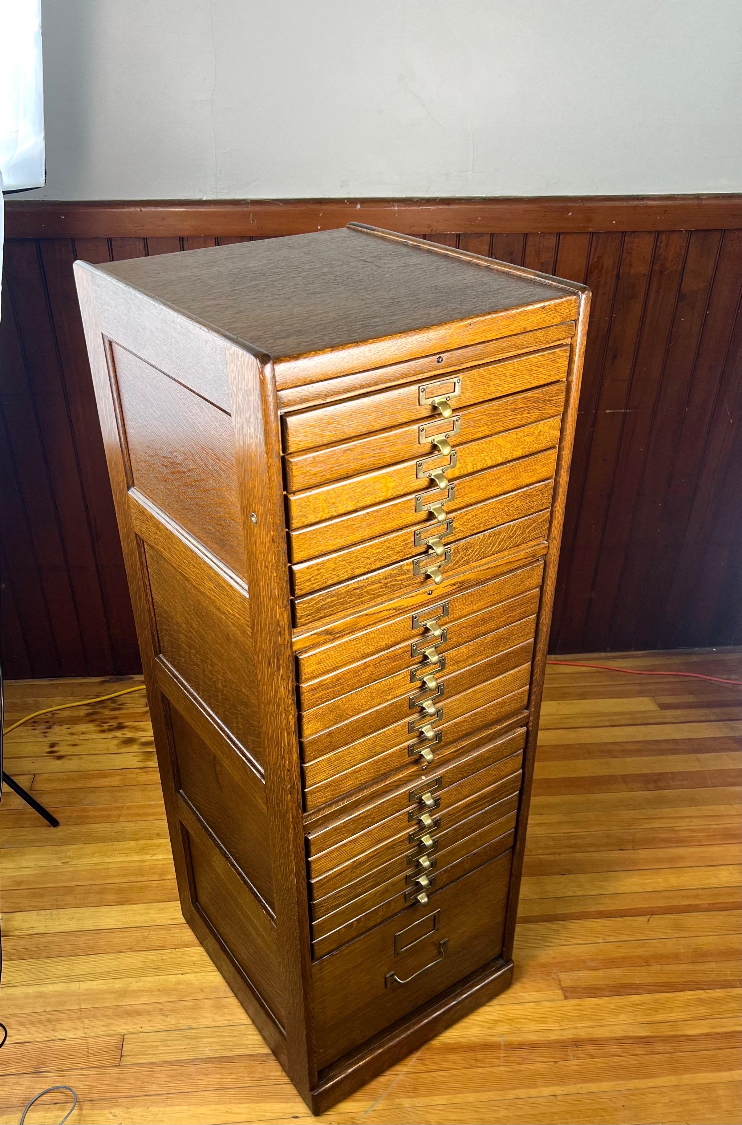 Antique Tiger Oak Flat File Cabinet 4