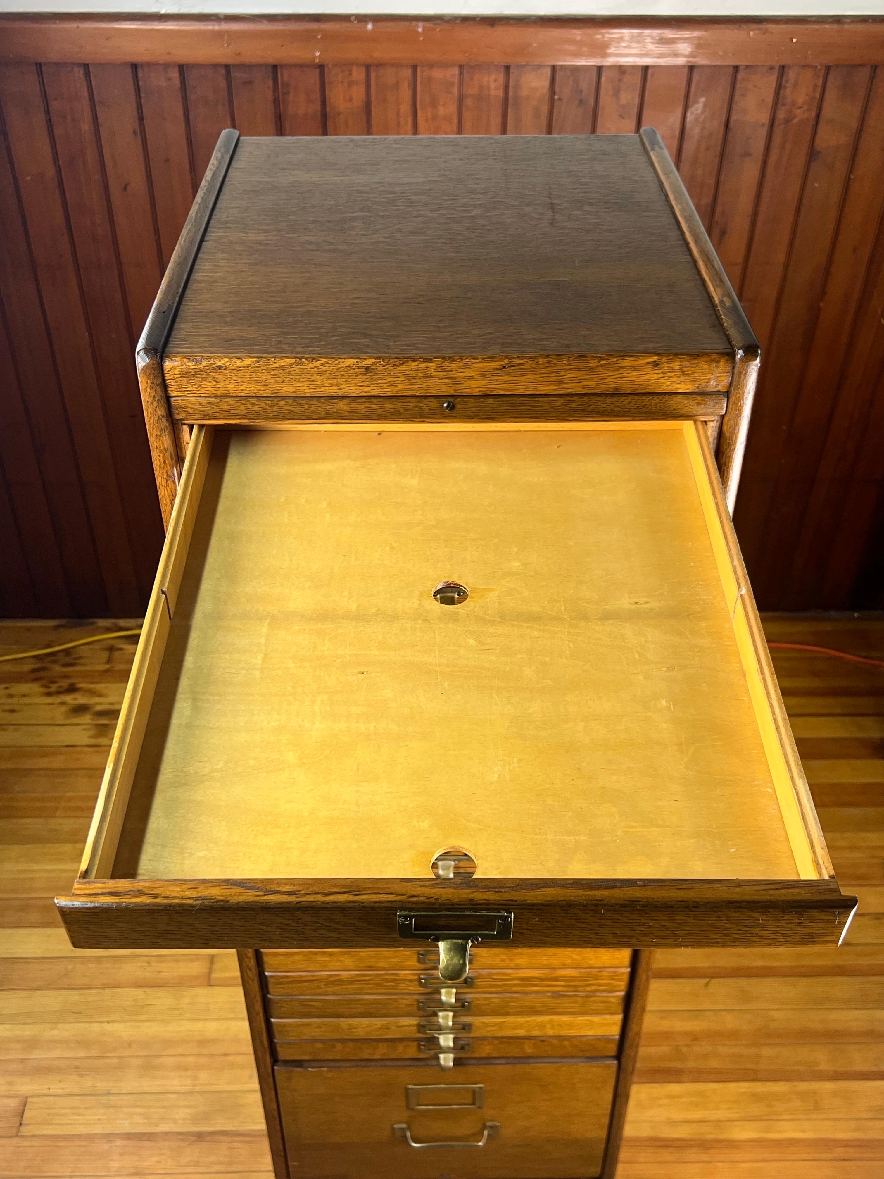 American Antique Tiger Oak Flat File Cabinet