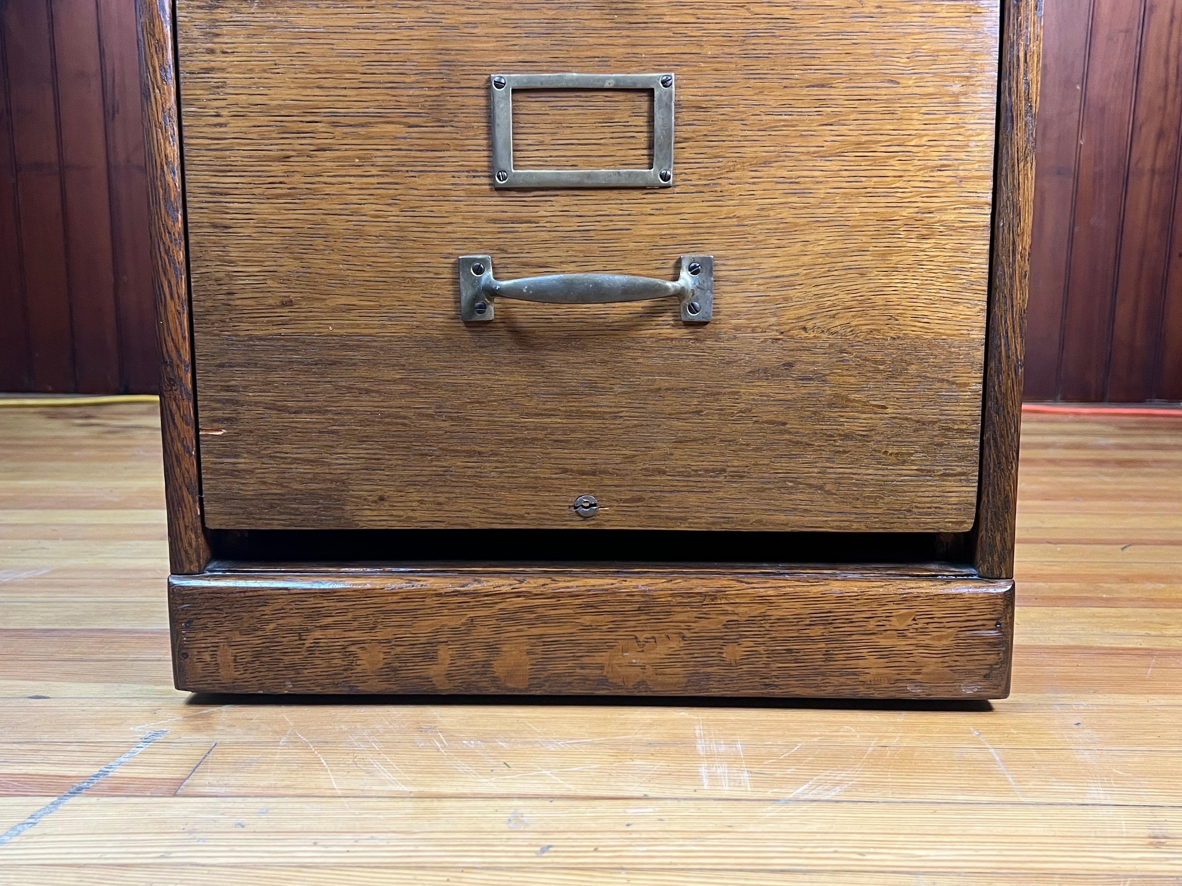 Veneer Antique Tiger Oak Flat File Cabinet