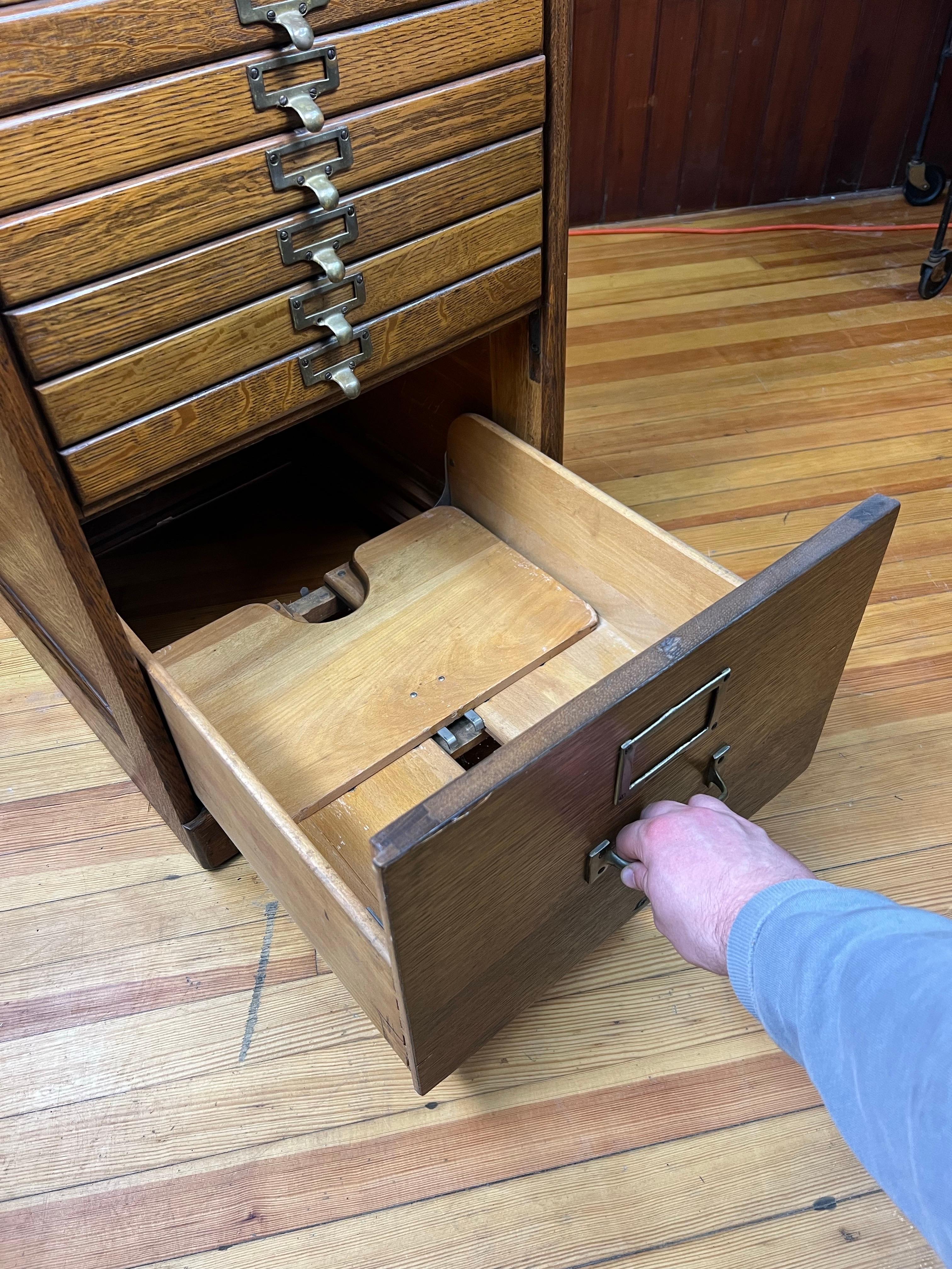 Antique Tiger Oak Flat File Cabinet 3