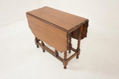 Antique Tiger Oak Gateleg Drop Leaf Table Barley Twist, Scotland 1910, H1181