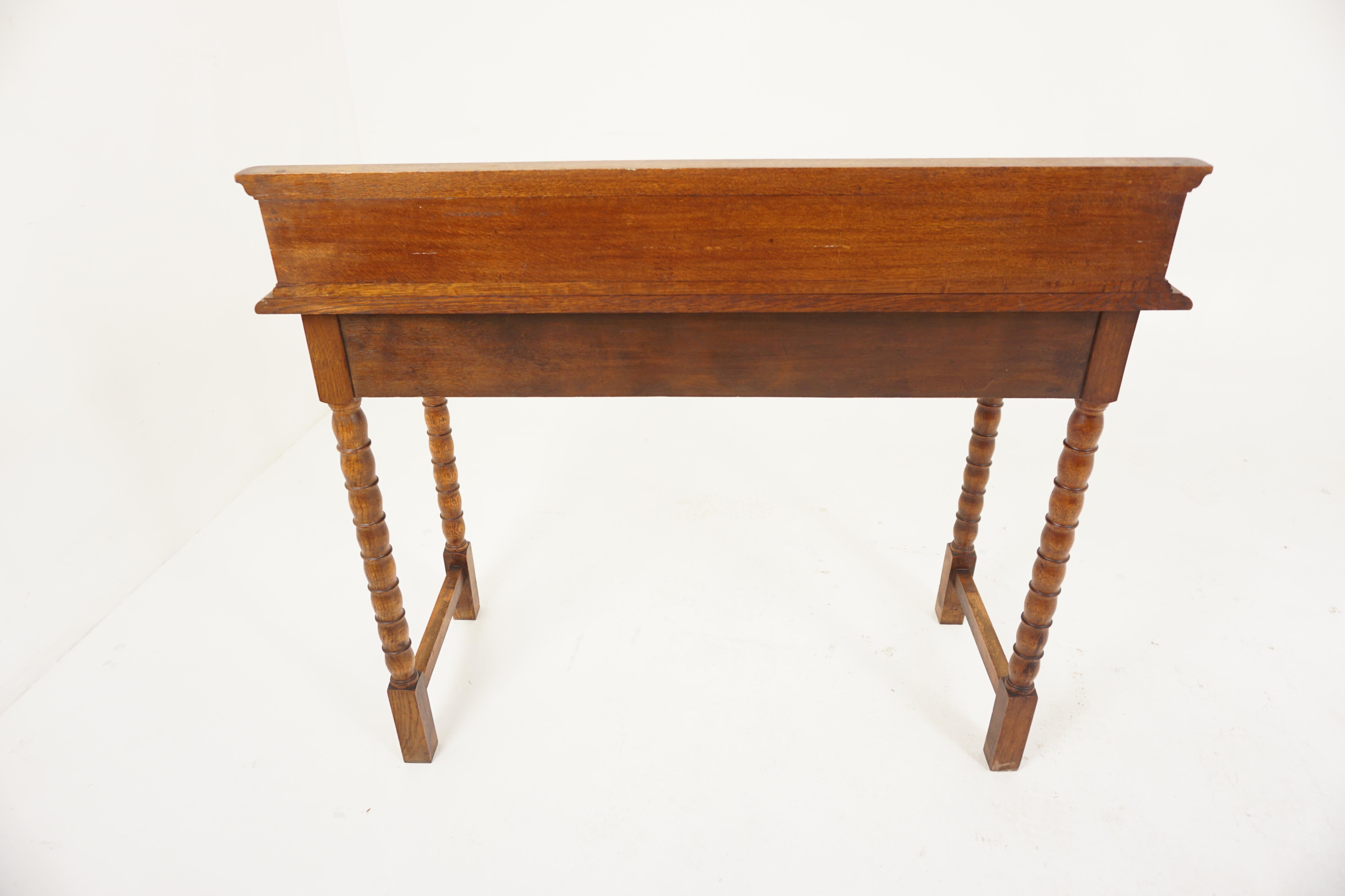 Antique Tiger Oak Hall Table, Server, Sofa Table, Scotland 1910 5