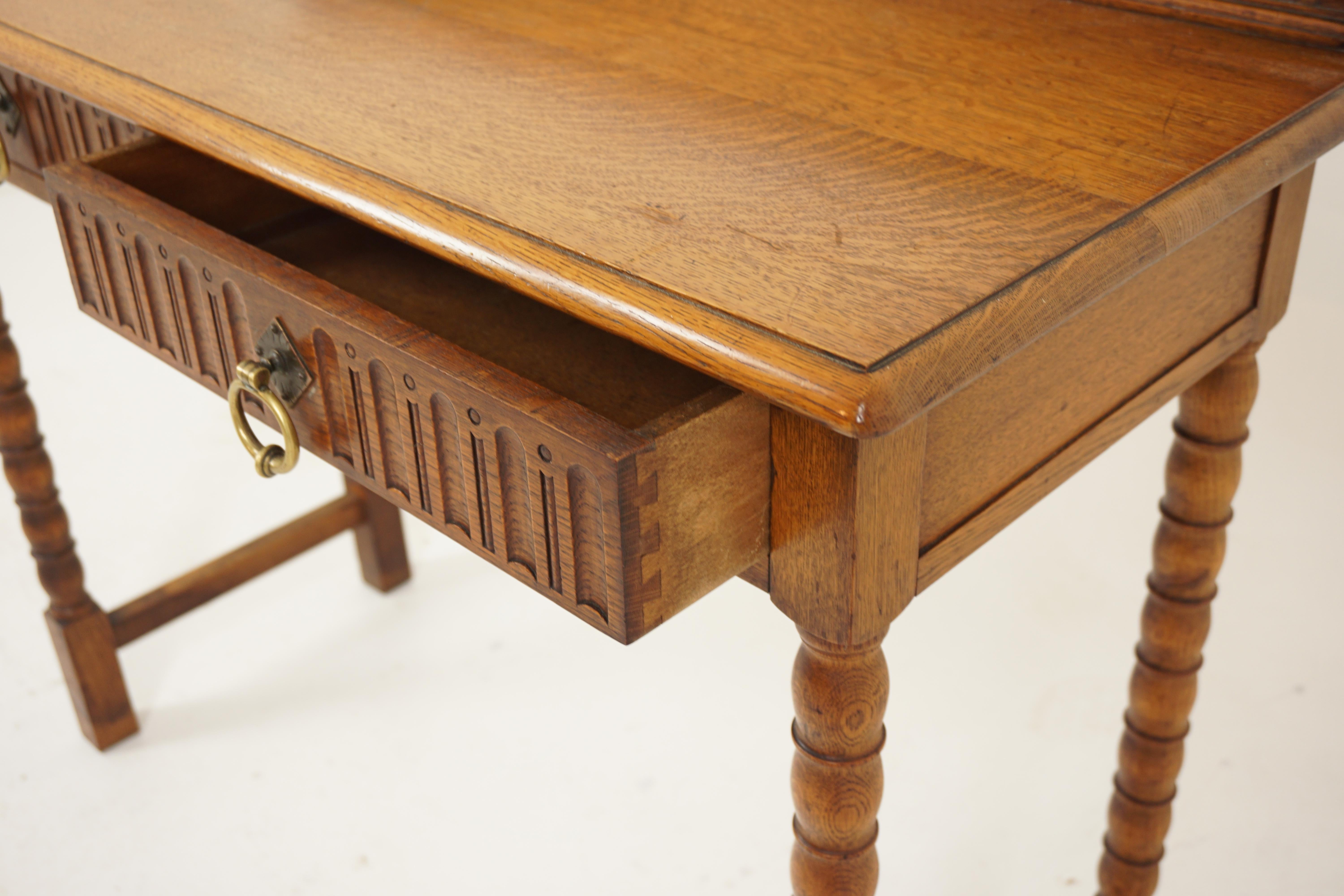 Antique Tiger Oak Hall Table, Server, Sofa Table, Scotland 1910 1