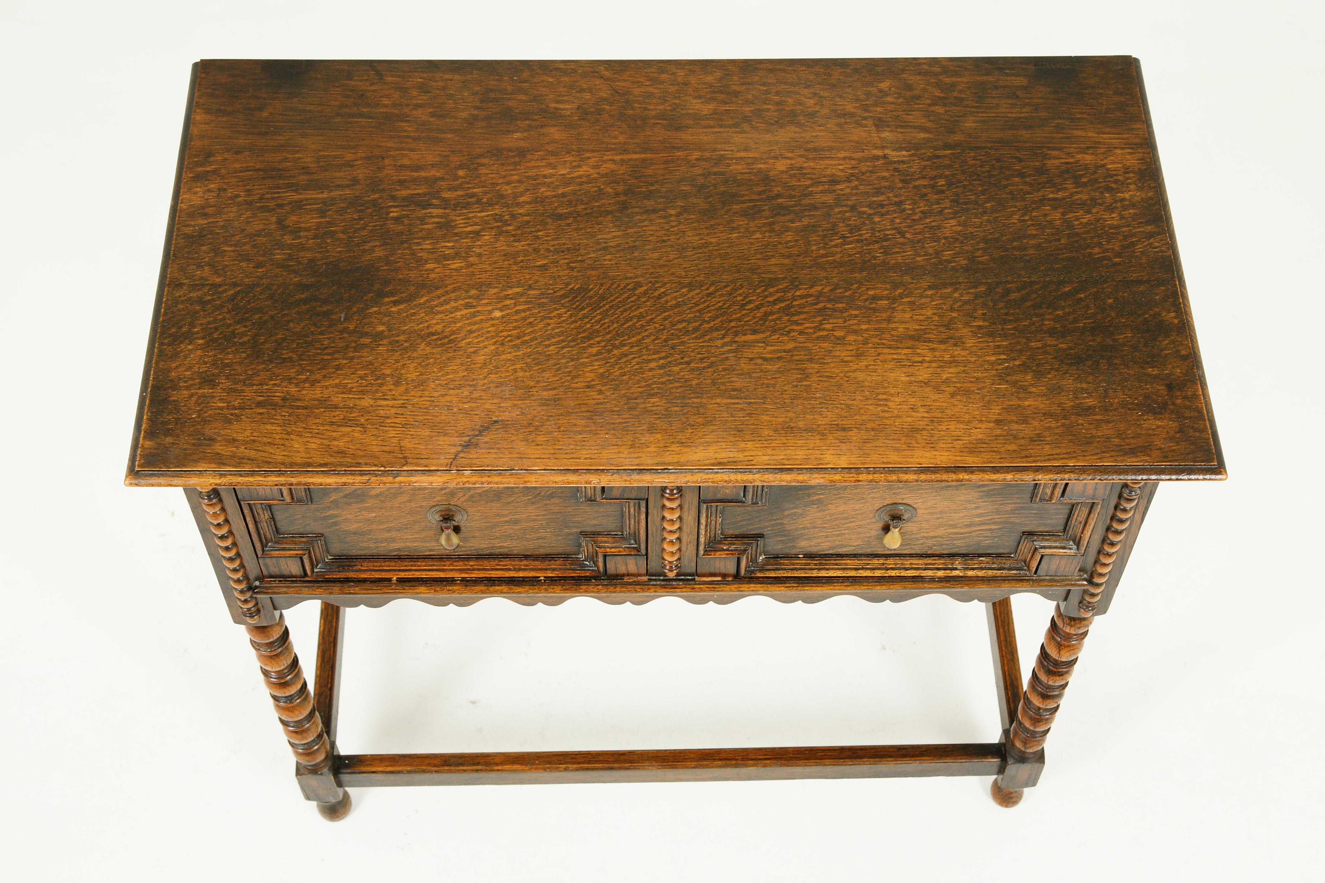 Scottish Antique Tiger Oak Hall Table, Serving Table, Scotland 1910, B2341