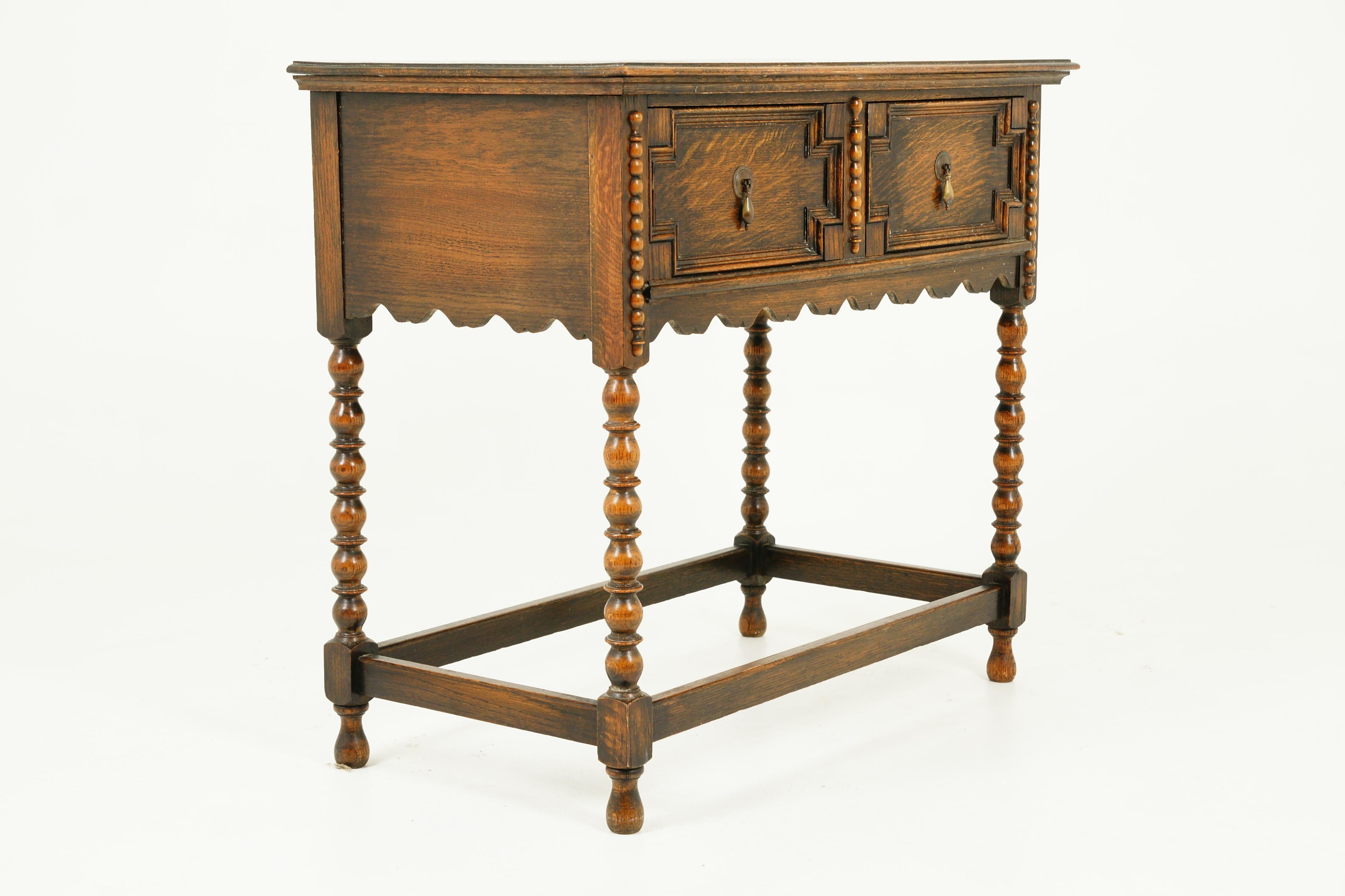 Hand-Crafted Antique Tiger Oak Hall Table, Serving Table, Scotland 1910, B2341
