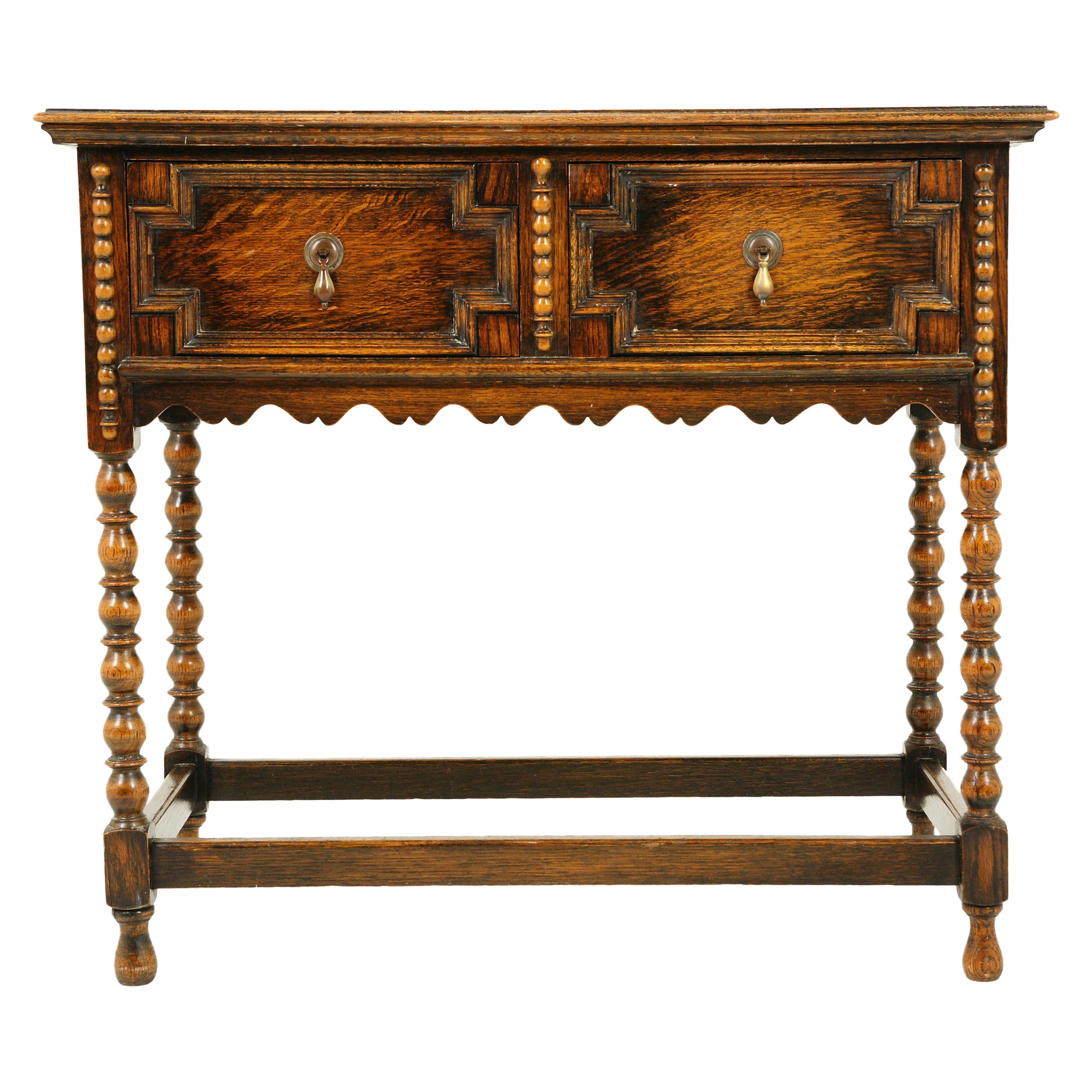 Antique Tiger Oak Hall Table, Serving Table, Scotland 1910, B2341