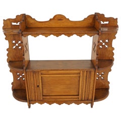 Antique Tiger Oak Hanging Wall Cabinet, Display Cabinet, Scotland 1890, B2147