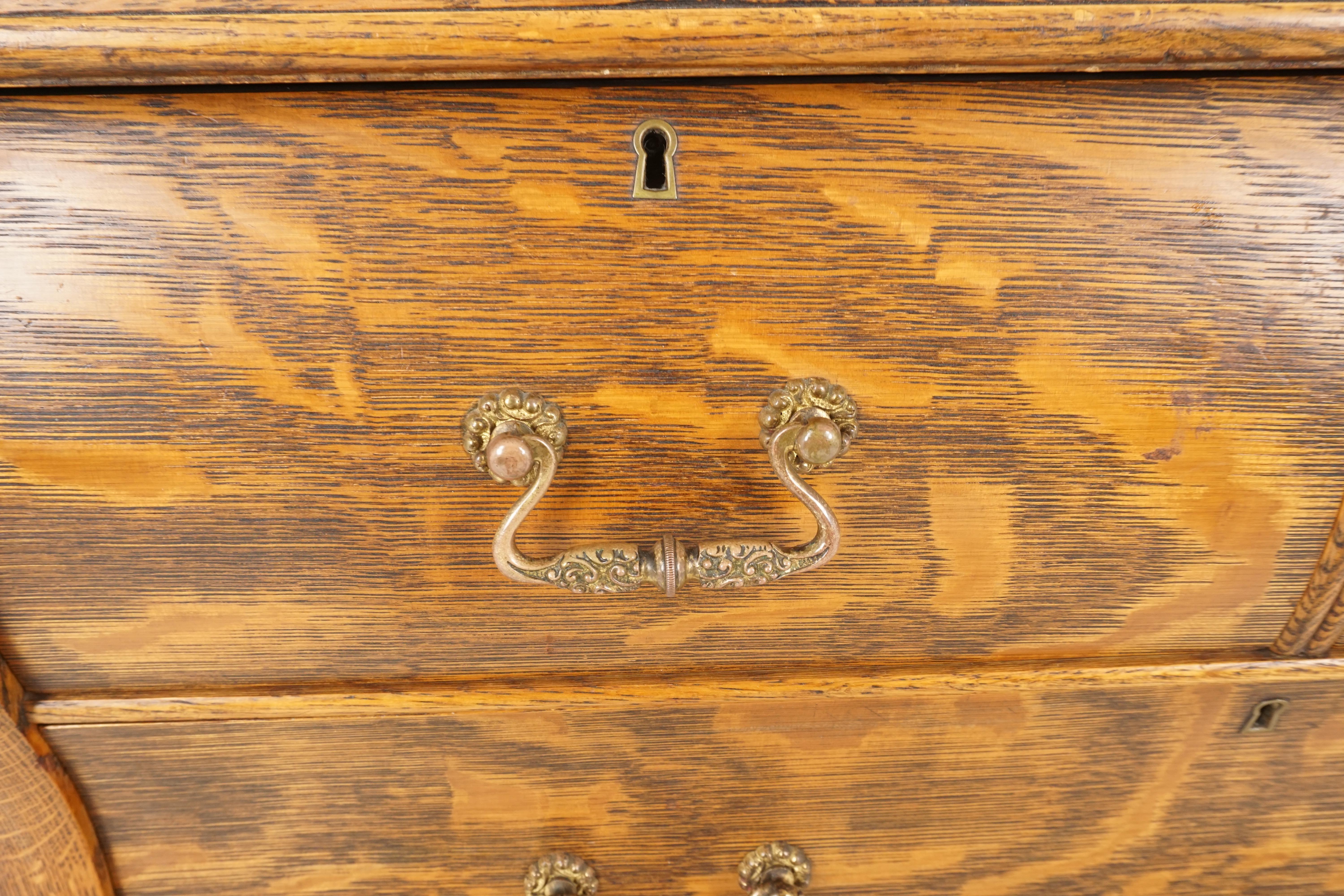 American Antique Tiger Oak High Boy Dresser, Chest of Drawers, America, 1900, B2287