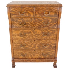 Antique Tiger Oak High Boy Dresser, Chest of Drawers, America, 1900, B2287